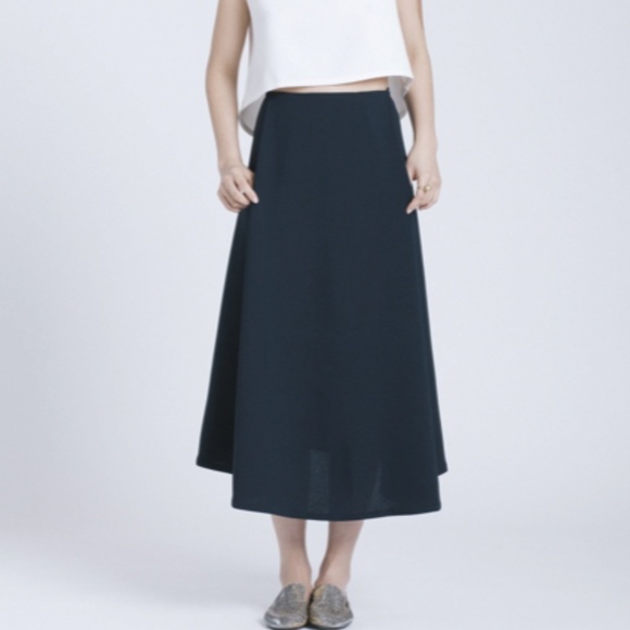 Kaarem Dresses & Skirts - Stream Pleated Midi Skirt in Black Blue - Kaarem